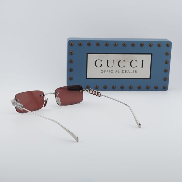 Gucci GG1808S 004 Rectangle Sunglasses - Silver/Violet main image 4